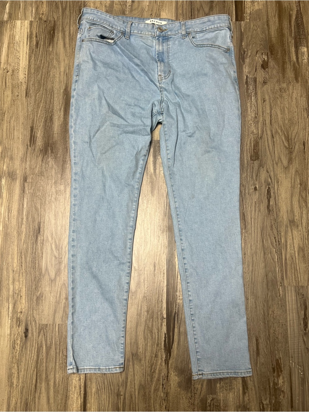 PacSun Mens Stacked Skinny Jeans Light Wash Stretch Denim 36x30 Blue